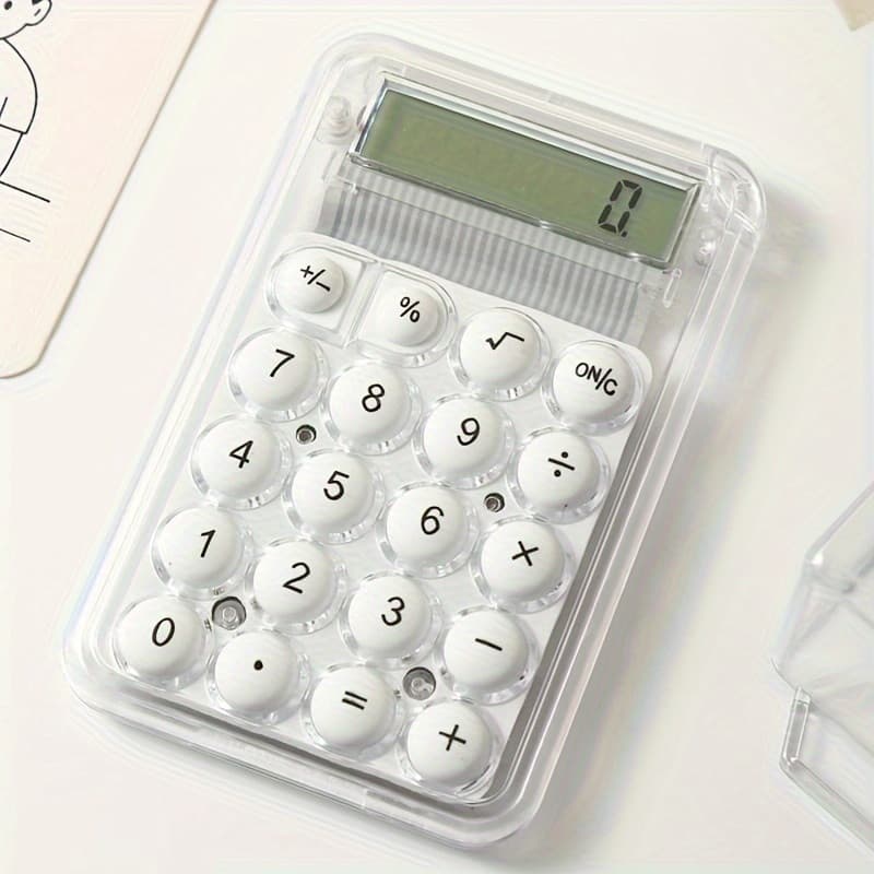 Mini calculator de birou Karuida KK-506, 8 caractere, carcasa transparenta, butoane albe