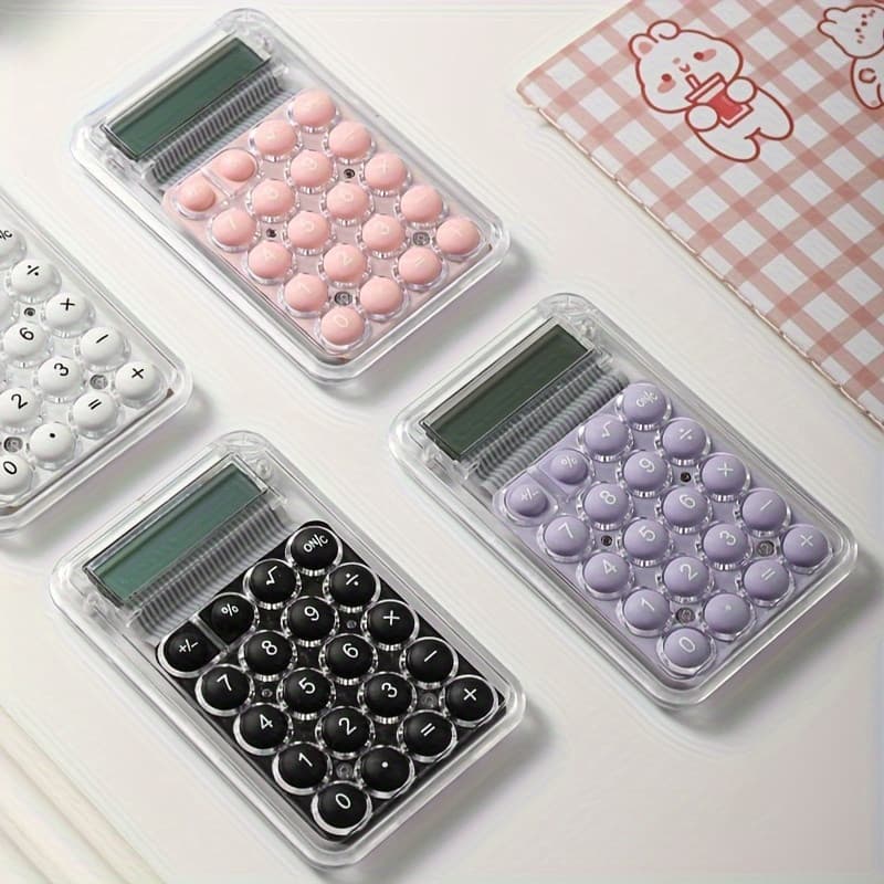 Mini calculator de birou Karuida KK-506,  8 caractere, carcasa transparenta, butoane albastre — varianta 5