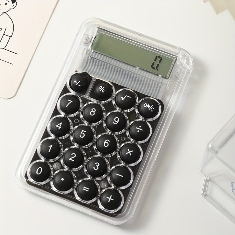Mini calculator de birou Karuida KK-506,  8 caractere, carcasa transparenta, butoane negre — principală