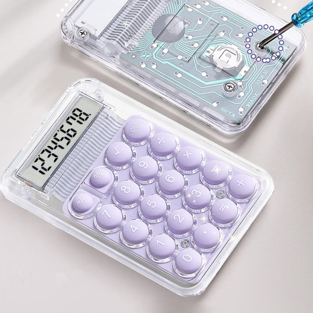 Mini calculator de birou Karuida KK-506,  8 caractere, carcasa transparenta, butoane negre — varianta 5
