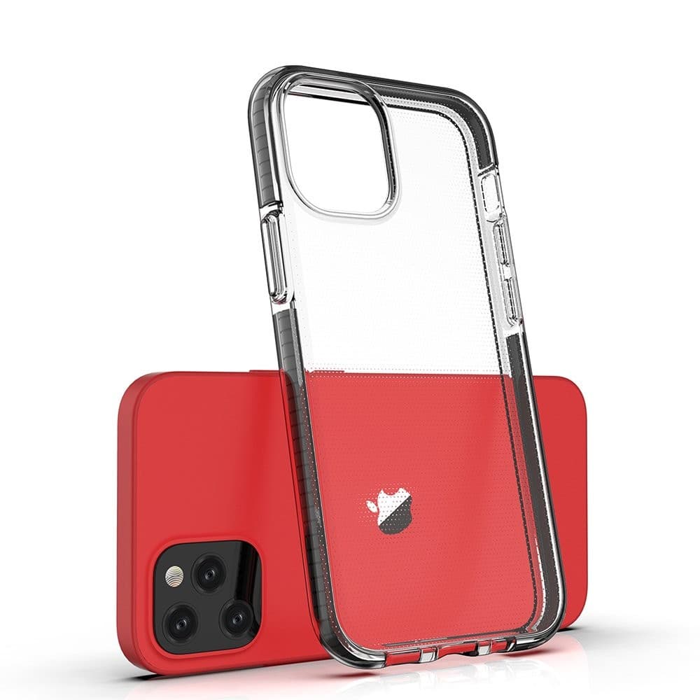 Husa Spring Case pentru Apple iPhone 12 Mini, TPU transparent cu margini roz — varianta 2