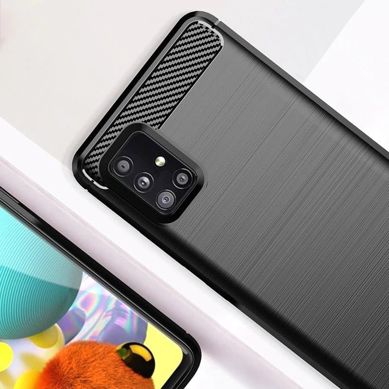 Husa de protectie Carbon Stripe pentru Samsung Galaxy M51, silicon moale, negru — 2