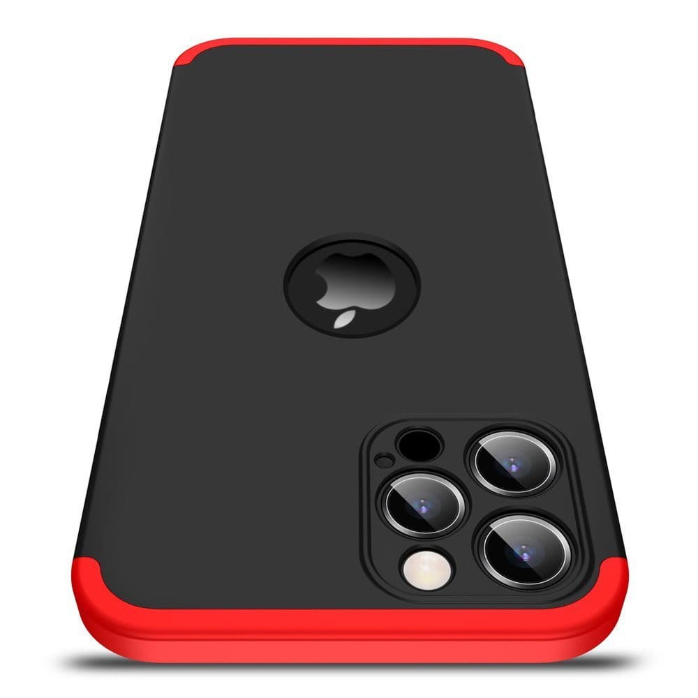 Husa Full Cover GKK (fata + spate) pentru Apple iPhone 12 Pro, negru cu rosu — varianta 3