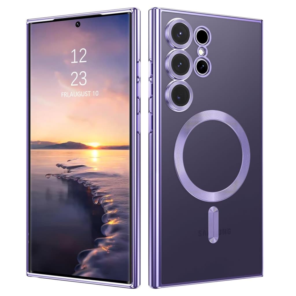 Husa Samsung Galaxy S23 Ultra, Electroplating Magsafe TPU, protectie camera, margini mov — principală