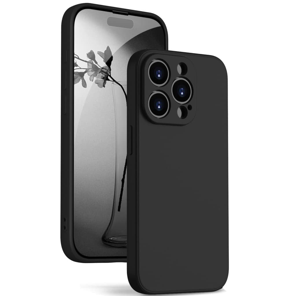 Husa Apple iPhone 14 Pro Max, Luxury Silicone, catifea in interior, protectie camere, neagra — principală