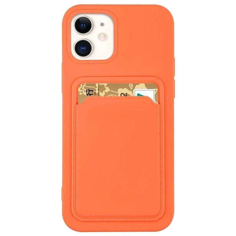 Husa Apple iPhone 12 Mini, Card Case, suport pentru carduri/cartele, portocalie — principală