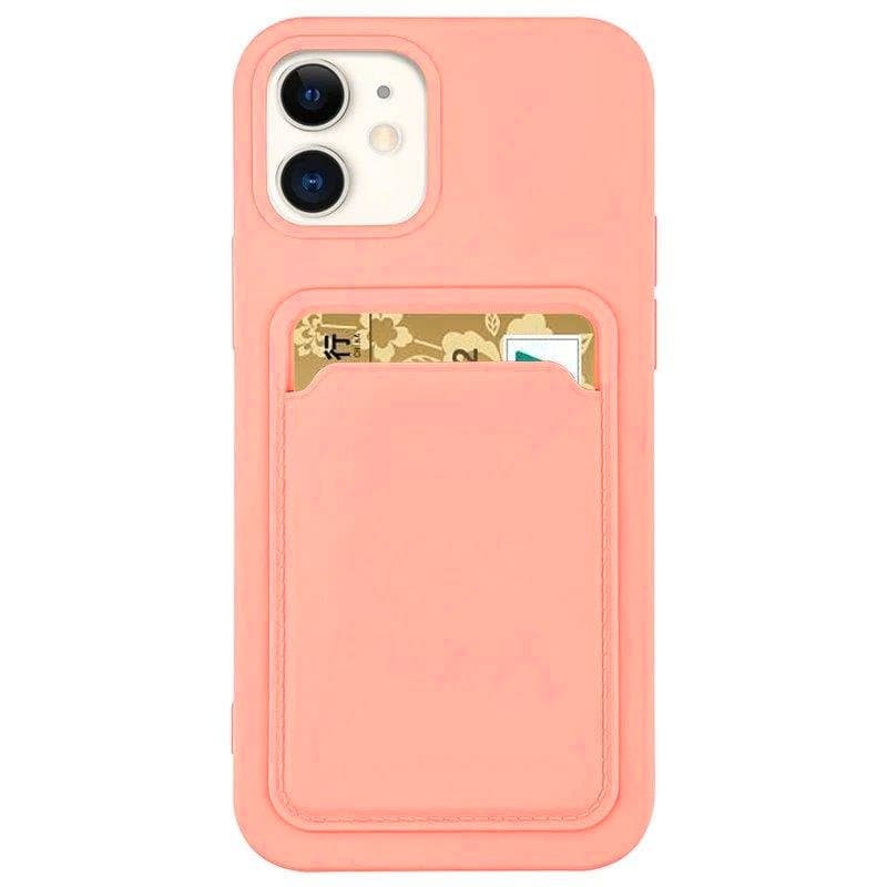 Husa protectie Card Case pentru Apple iPhone 12 Pro, buzunar pentru carduri/cartele, roz pal — principală