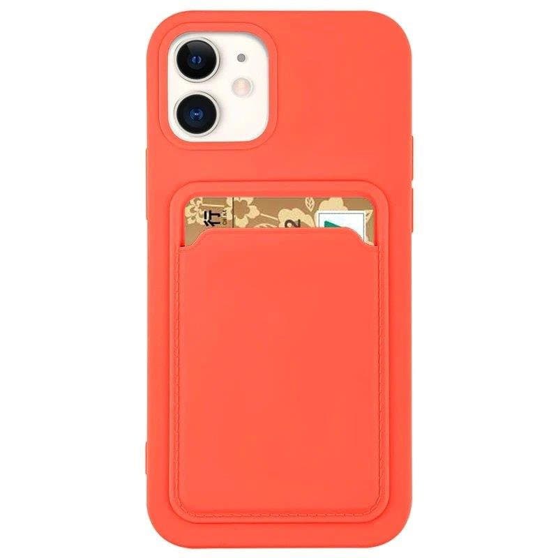 Husa protectie Card Case pentru Apple iPhone 12 Pro, buzunar pentru carduri/cartele, rosu deschis — principală