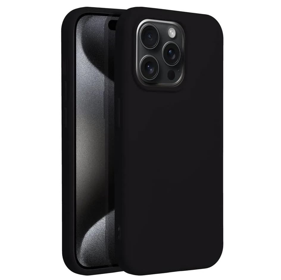 Husa Apple iPhone 16 Pro, Luxury Silicone, catifea in interior, neagra — principală