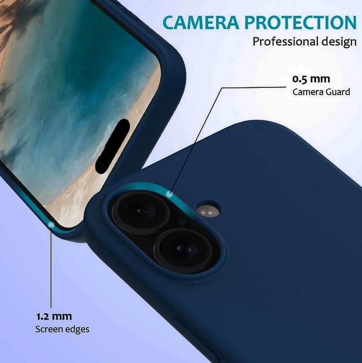 Husa Apple iPhone 16, Luxury Silicone, catifea in interior, albastru inchis — varianta 3