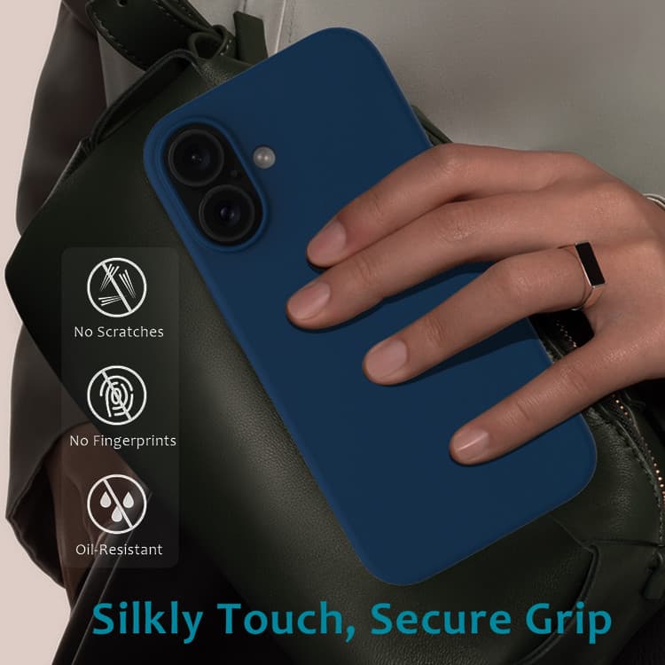 Husa Apple iPhone 16, Luxury Silicone, catifea in interior, albastru inchis — varianta 5