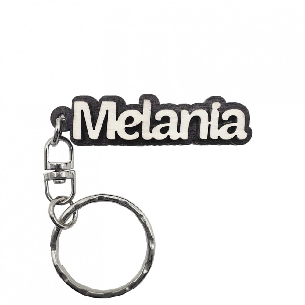 Breloc din lemn, nume "Melania" — principală