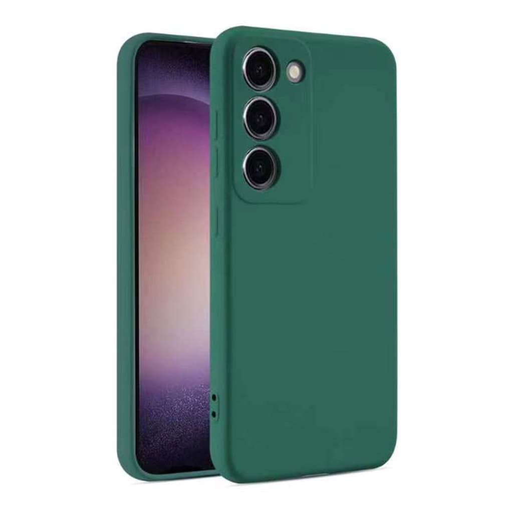 Husa Samsung Galaxy S24, Luxury Silicone, protectie camera, catifea in interior, verde inchis — principală