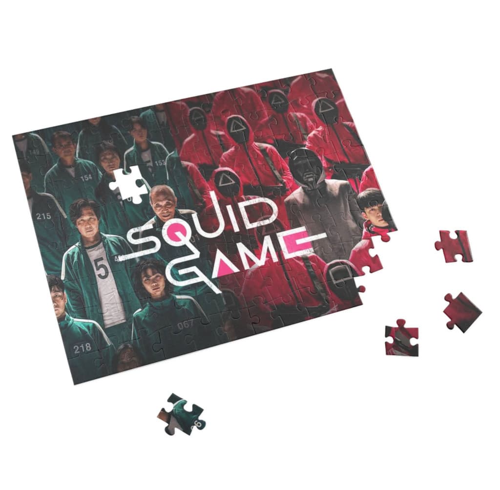 Puzzle 80 piese, 20 x 15 cm, personaje Squid Game, model 1 — varianta 2