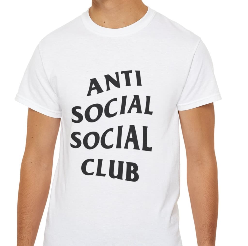 Tricou personalizat alb, copii/adulti, design Anti Social Social Club, modal, diverse marimi — principală