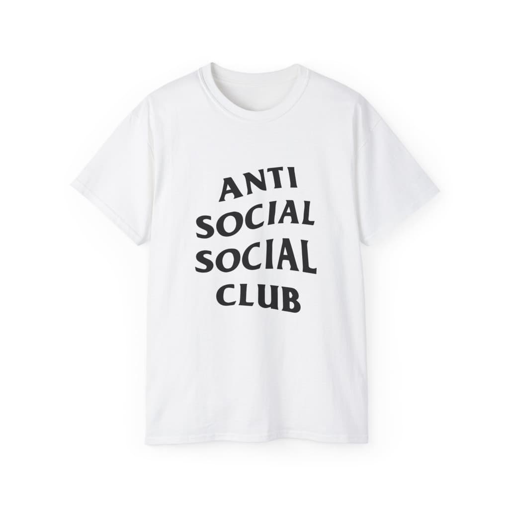 Tricou personalizat alb, copii/adulti, design Anti Social Social Club, modal, diverse marimi — varianta 2