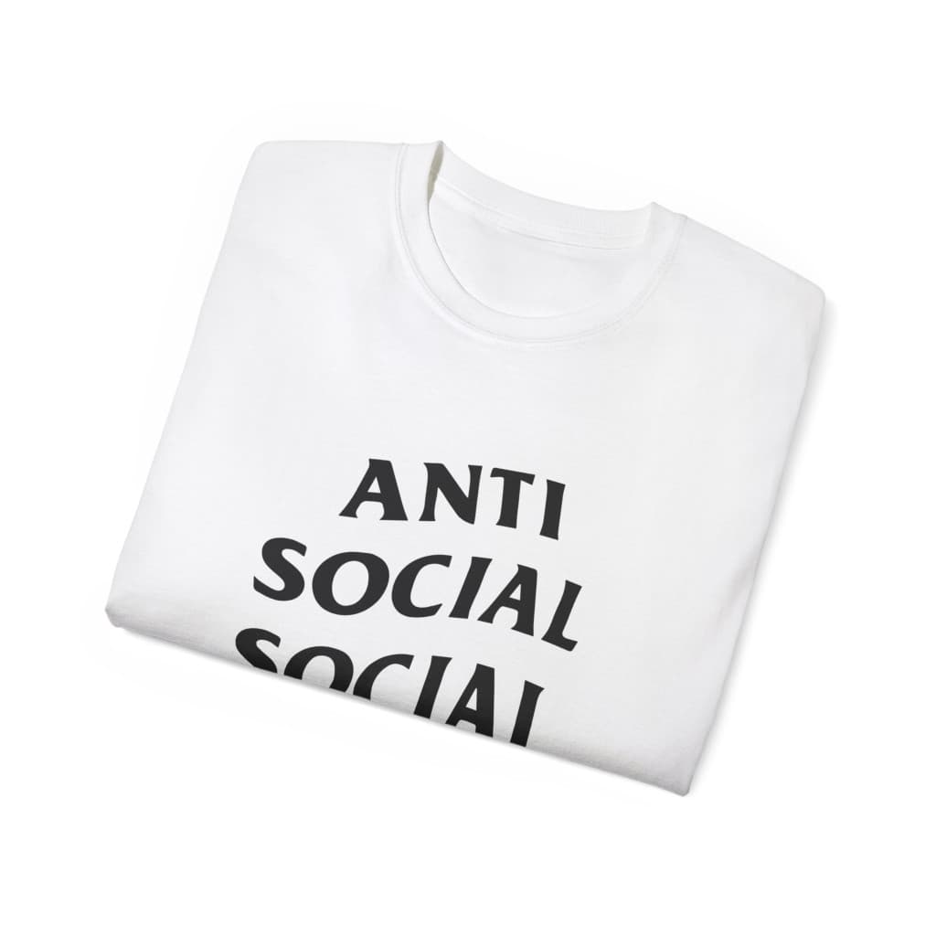 Tricou personalizat alb, copii/adulti, design Anti Social Social Club, modal, diverse marimi — varianta 3
