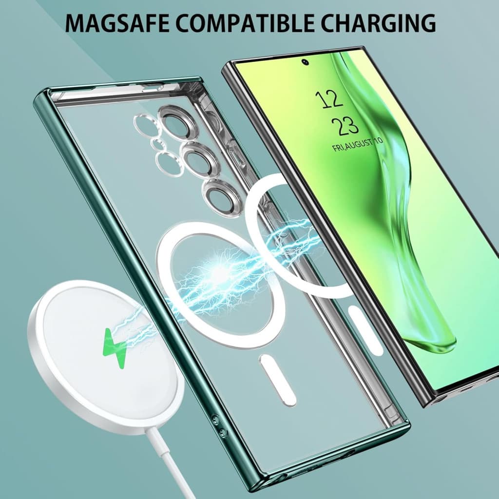 Husa Samsung Galaxy S24 Ultra, Electroplating Magsafe TPU, protectie camera, margini negre — varianta 3