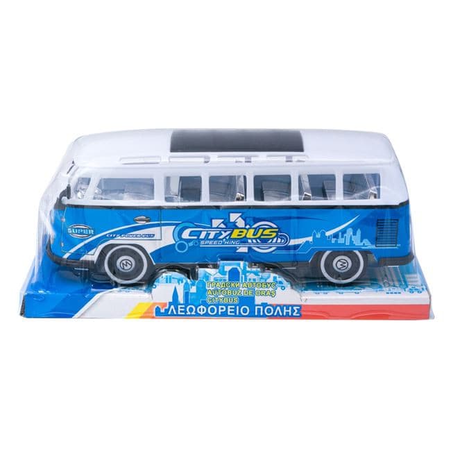Jucarie autobuz de oras, friction, alb/bleu — varianta 4