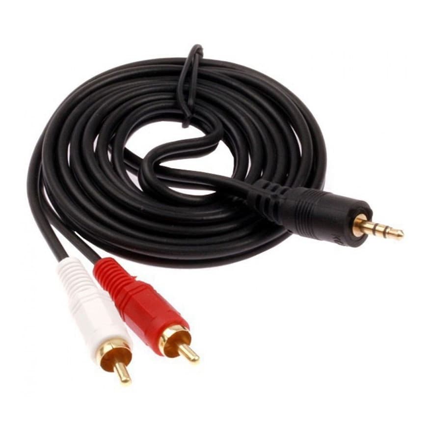 Cablu audio 2 x RCA, jack 3.5 mm, tata, 1.5 metri, capete aurite — principală