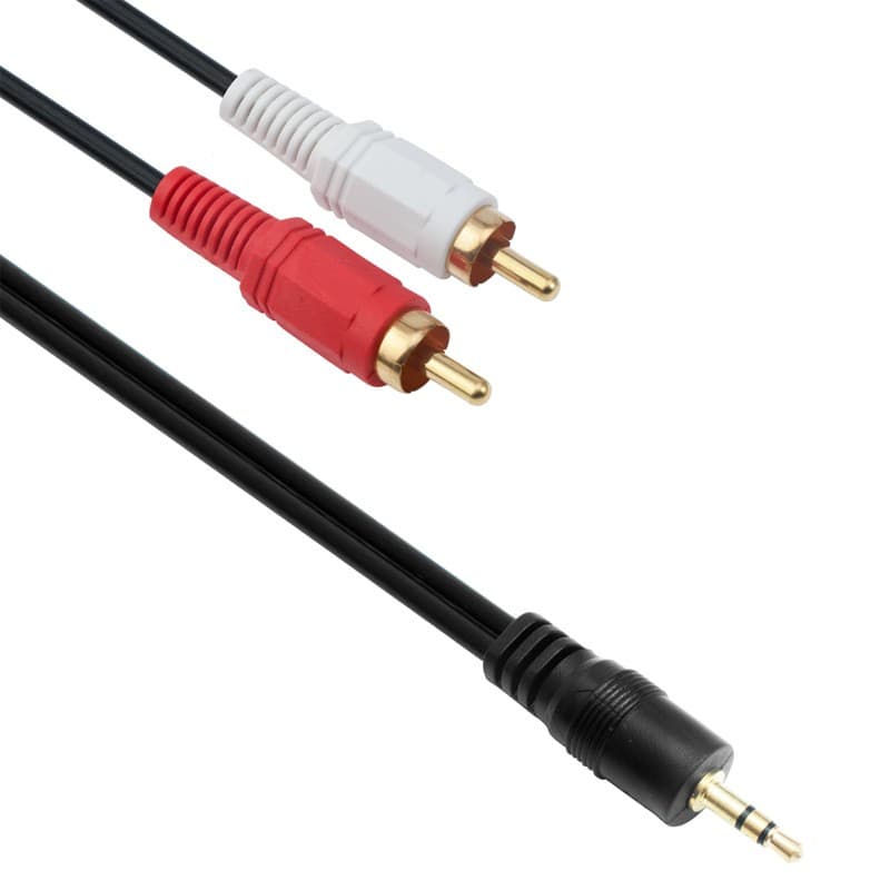 Cablu audio 2 x RCA, jack 3.5 mm, tata, 1.5 metri, capete aurite — varianta 2