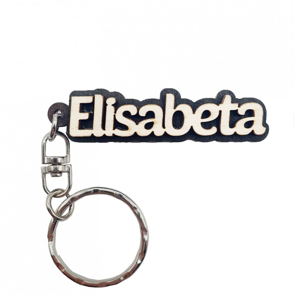 Breloc din lemn, nume "Elisabeta" — principală