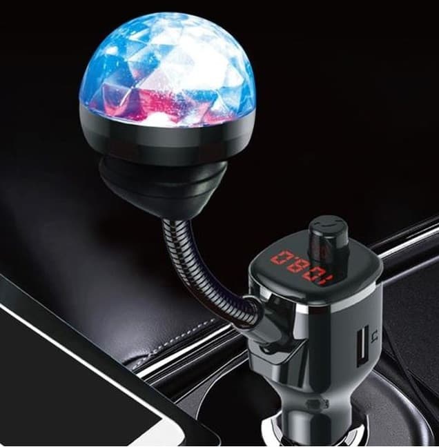 Modulator FM Bluetooth 7 in 1 DiscoLight M1, 2 x USB 2.1A, Mp3, redare USB/microSD, functie handsfree — 4