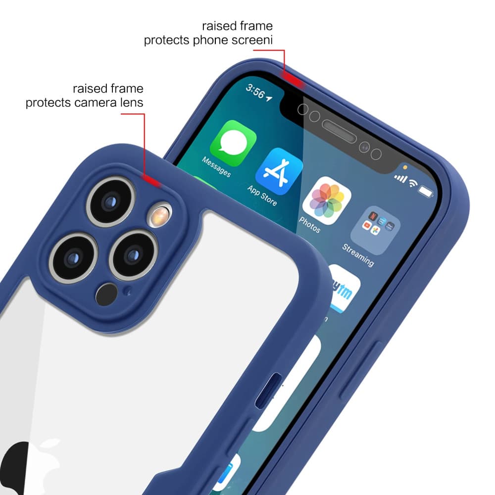 Husa Apple iPhone 12, Luxury 360° (fata + spate), protectie camere, rosu cu spate transparent — 4