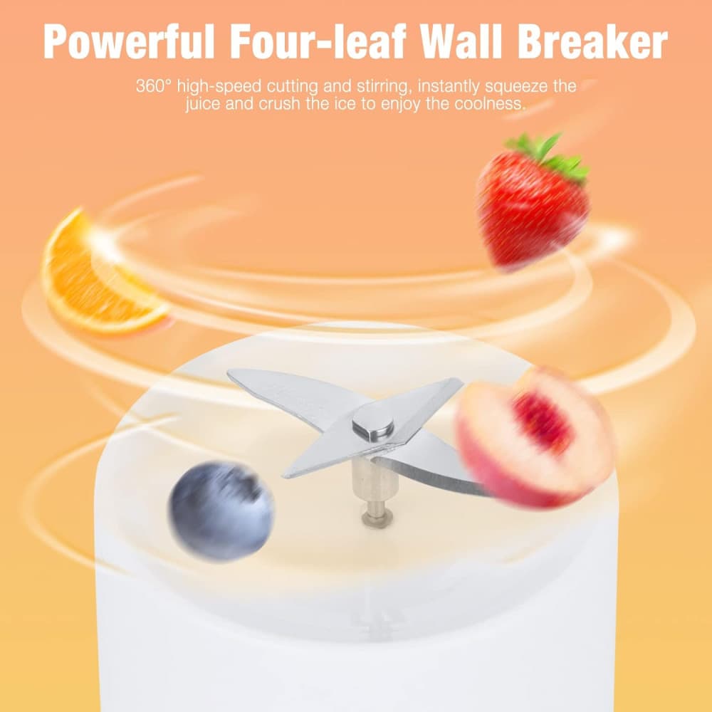 Mini blender / smoothie maker portabil A-579, 300 ml, incarcare USB, alb — varianta 5