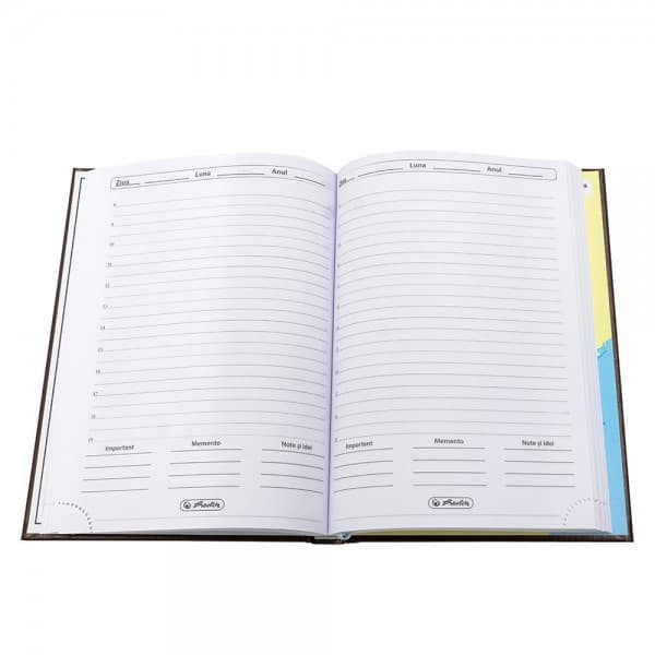 Agenda A5 nedatata Herlitz 9479810, 224 pagini, coperta buretata albastra — varianta 2