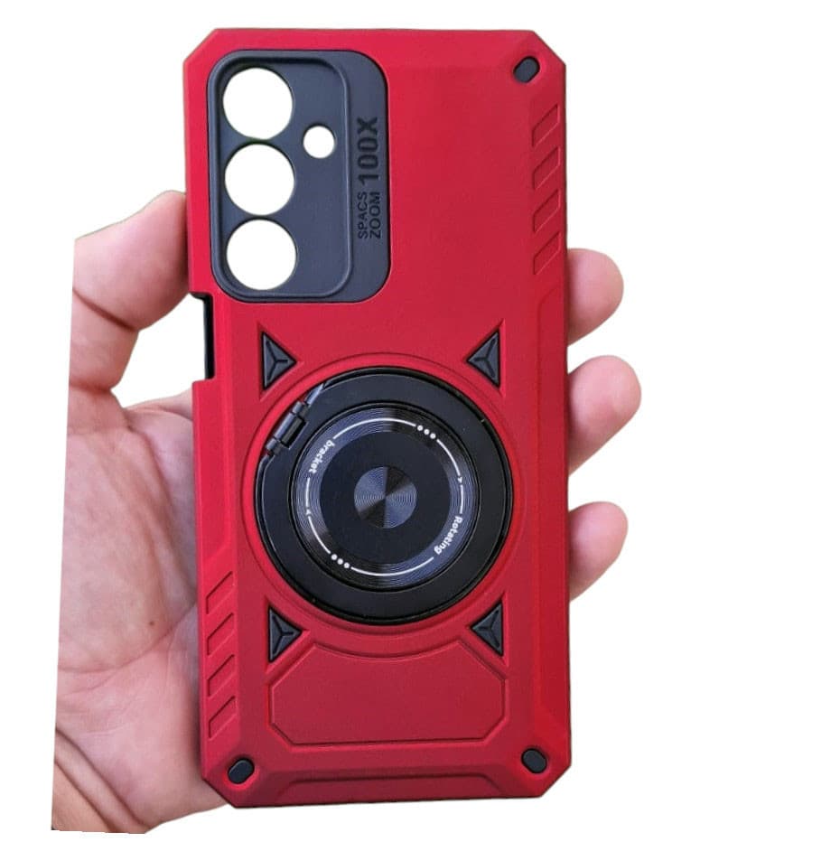 Husa Samsung Galaxy A25, Rotating Bracket, protectie camera, prindere magnetica, rosie — principală