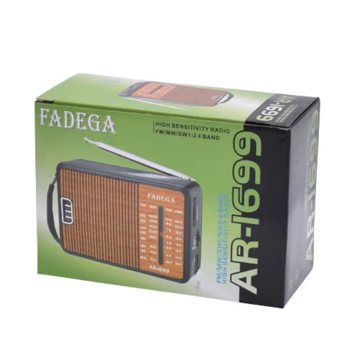 Radio portabil FADEGA AR-1699, 4 benzi de receptie, FM/AM/SW1/SW2, functionare cu 2 baterii R20, maro — varianta 6