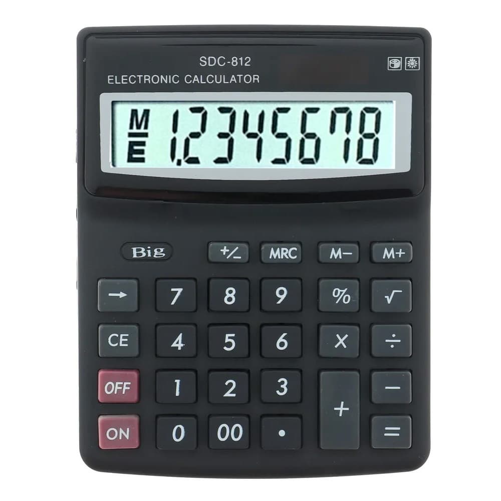 Calculator de birou CLTON CL-812,  8 caractere, functionare baterii + panou solar — principală