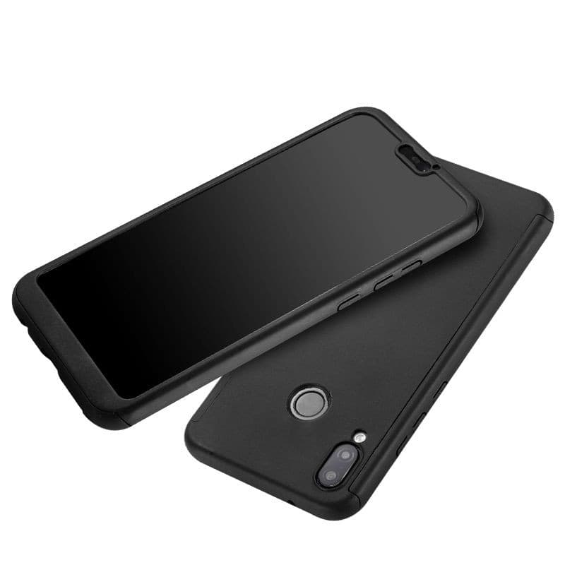 Husă Full Cover 360° pentru Huawei P20 Lite (față + spate + sticlă), neagră — 3