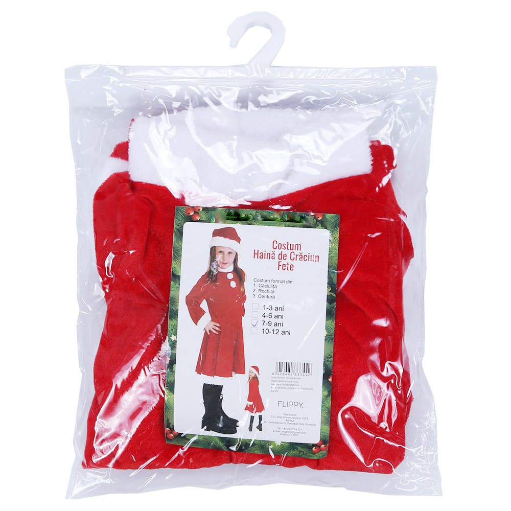 Costum Craciunita pentru fetite, 10 - 12 ani, 3 piese, catifea — 2