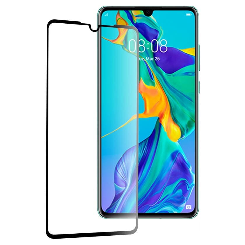Folie sticla Huawei P30, Full Glue 111D, margini negre — principală