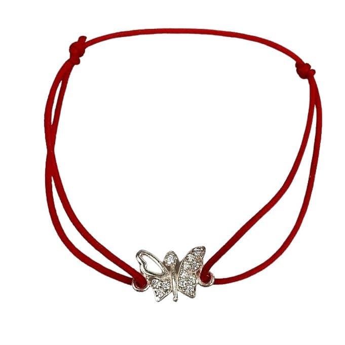 Bratara cu nod dublu si medalion din argint 925, Fluture cu pietre — varianta 2