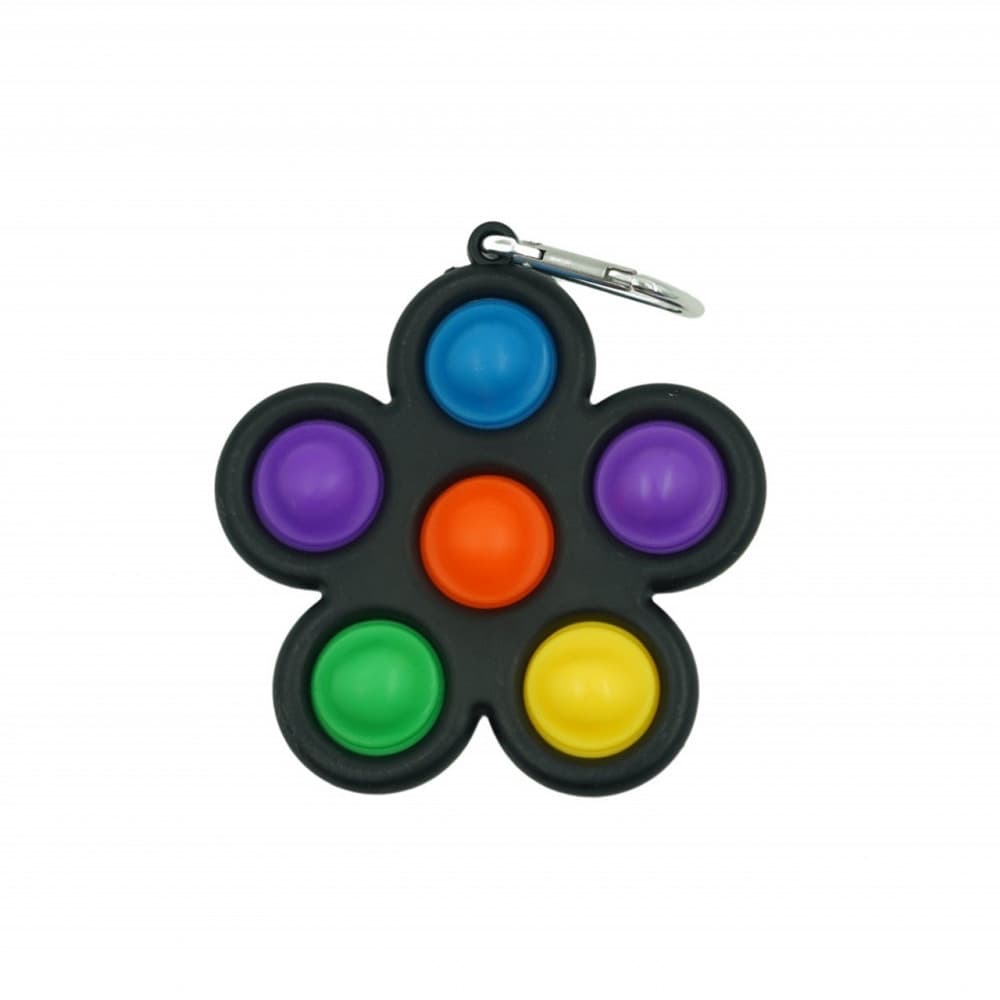 Jucarie antistres tip Pop It!, Fidget Toy, cu breloc, model floare, negru — principală
