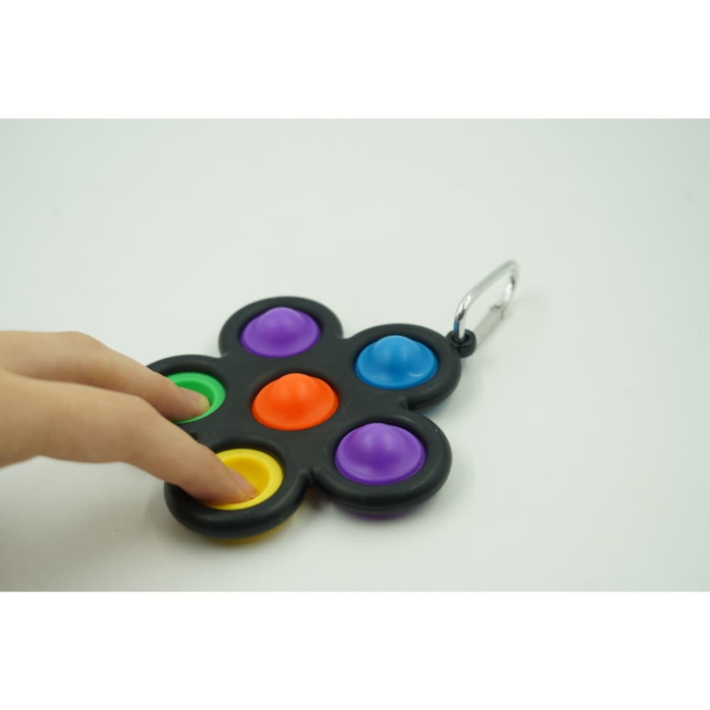 Jucarie antistres tip Pop It!, Fidget Toy, cu breloc, model floare, negru — varianta 2