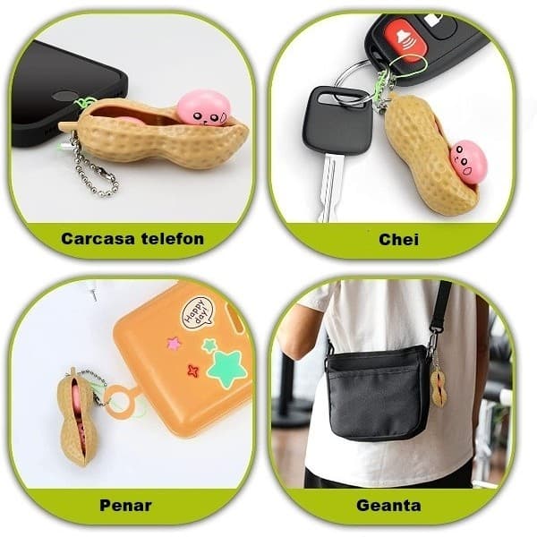 Jucarie antistres Peanut Fidget Toy, cu breloc, model aluna — varianta 2