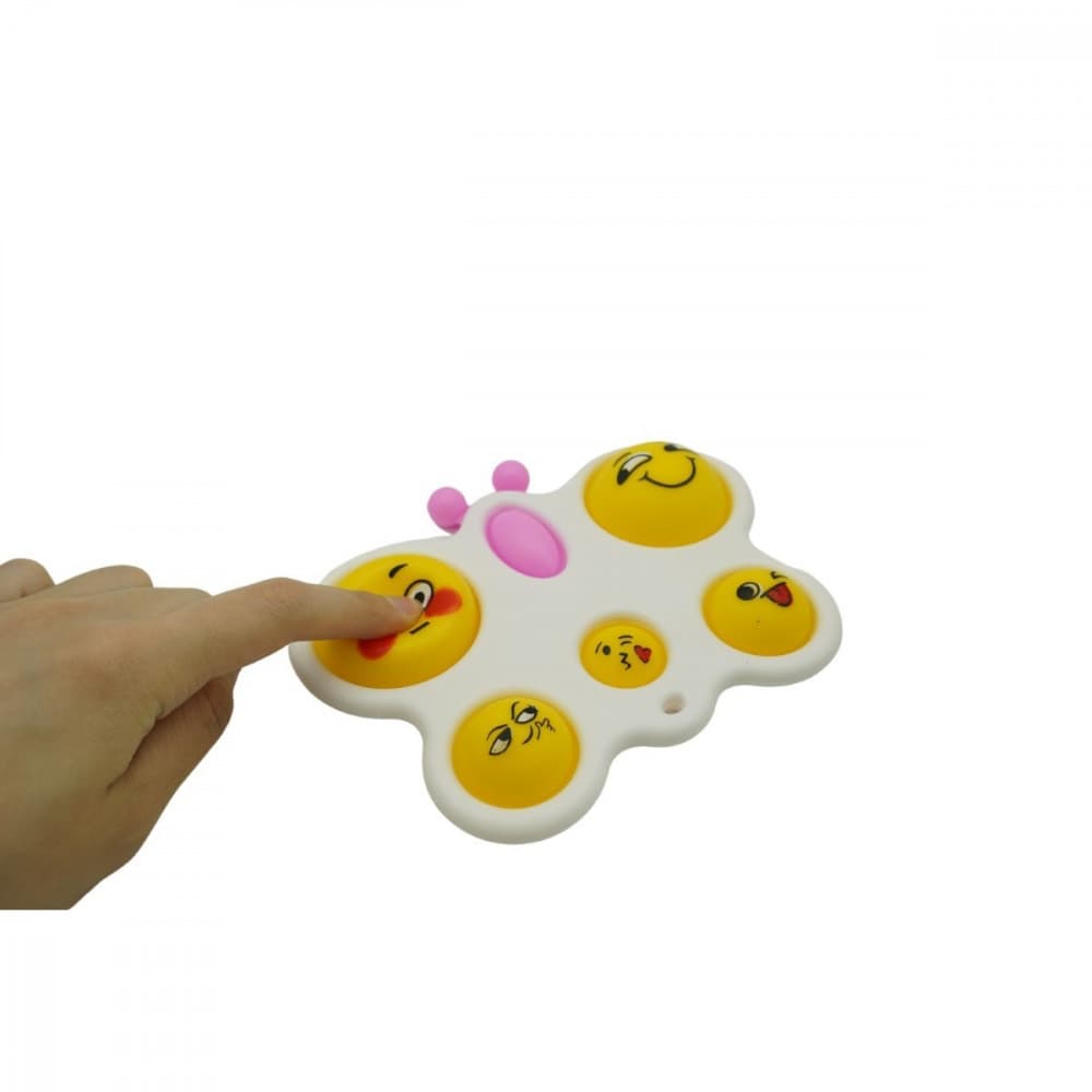 Jucarie antistres tip Pop It!, Fidget Toy, model fluture, emoji — varianta 3