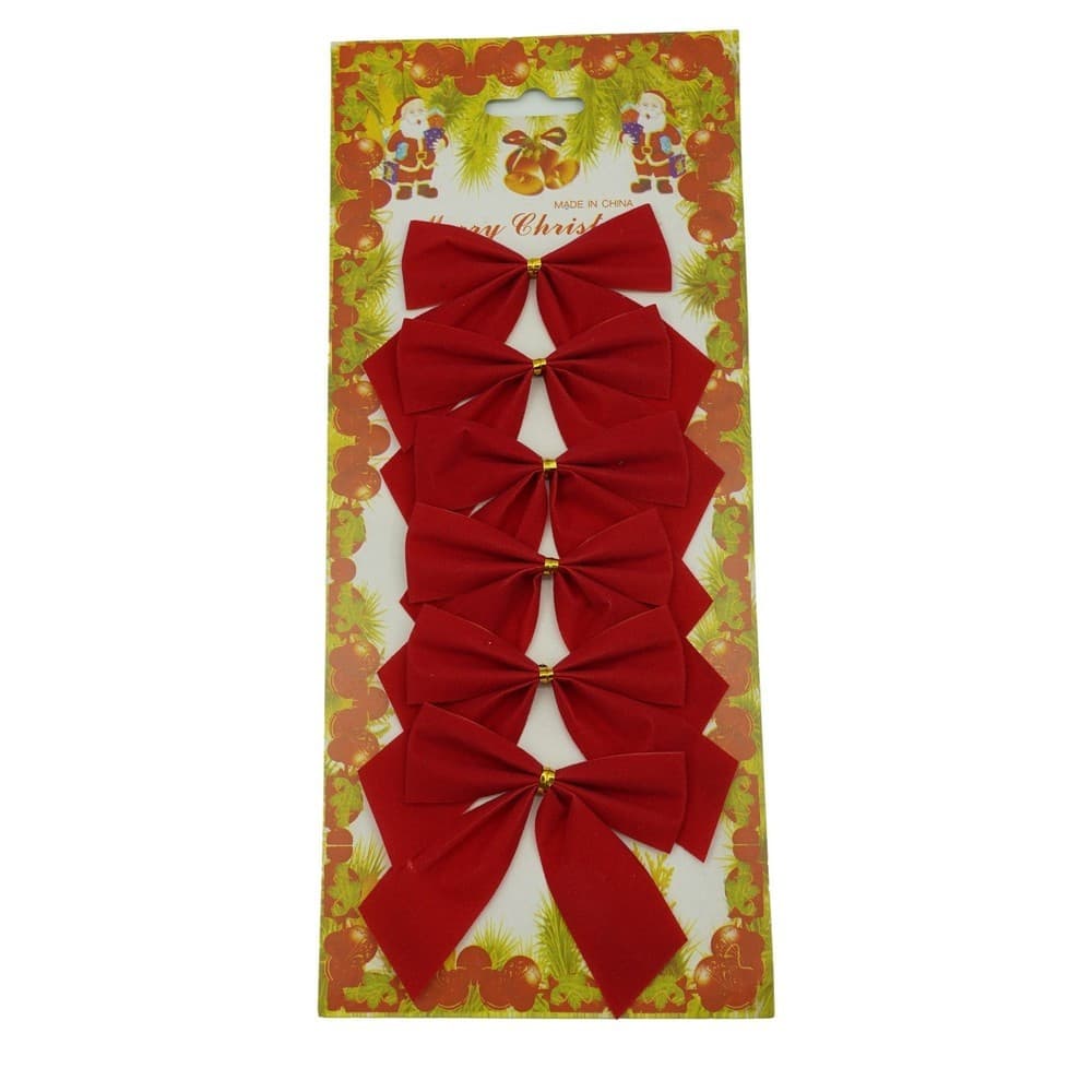 Set 6 fundite pentru brad, 7 x 8 cm, poliester, rosii — principală