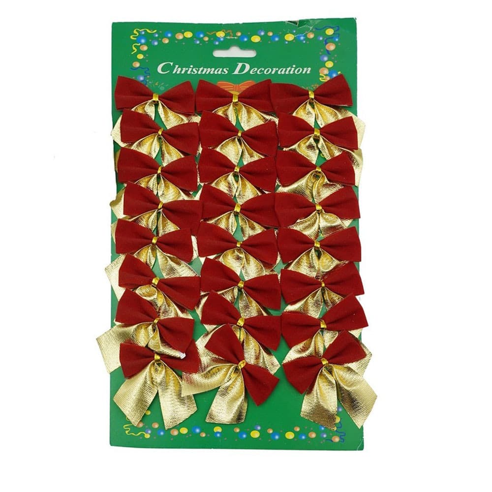 Set 24 fundite pentru brad, 5 x 6 cm, poliester, rosii-aurii — principală