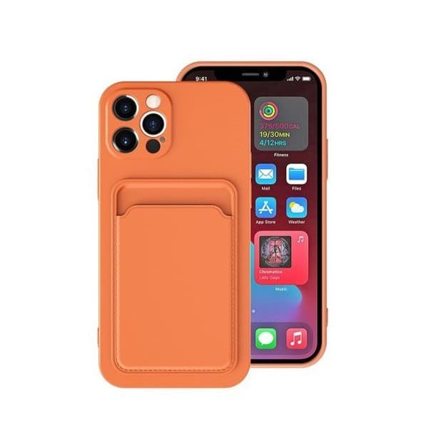 Husa protectie cu suport card compatibila cu Samsung Galaxy A72 Portocaliu — principală