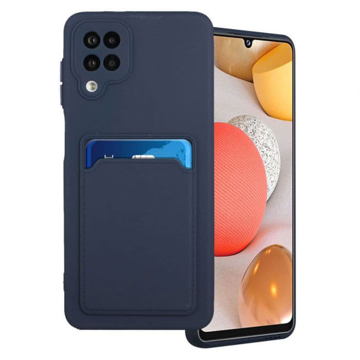 Husa protectie Card Case pentru Samsung Galaxy A12, buzunar pentru carduri/cartele, albastru inchis — varianta 2