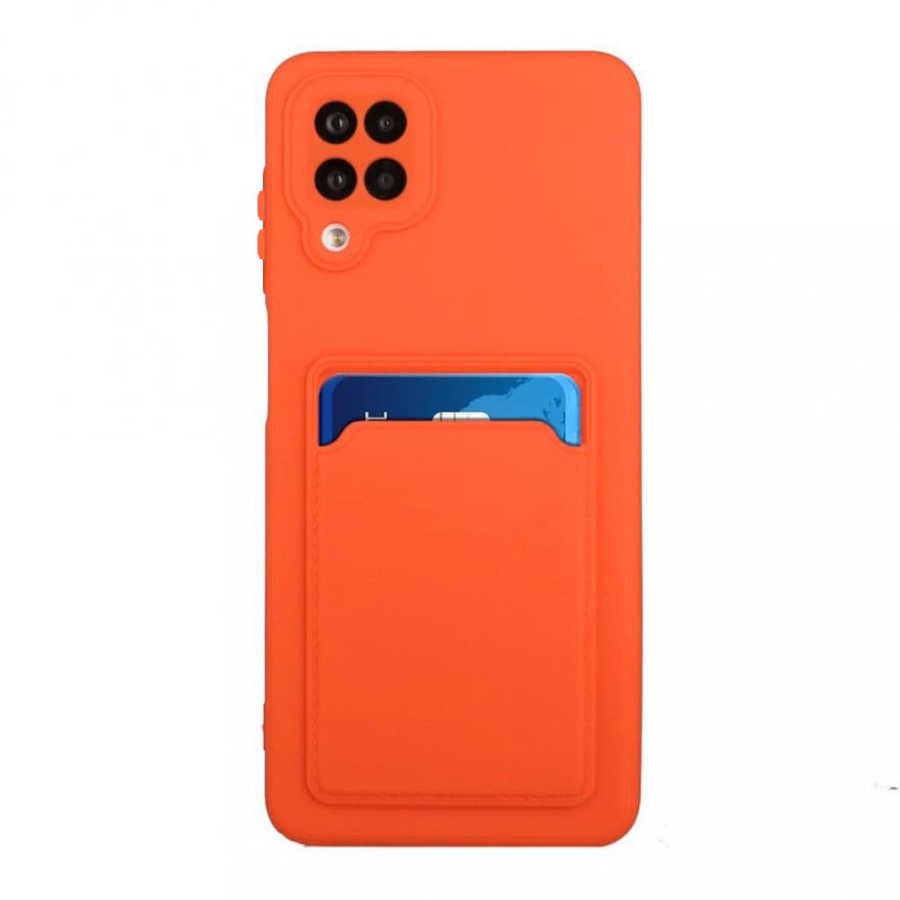 Husa Samsung Galaxy A12, Card Case, suport pentru carduri/cartele, portocalie — varianta 2