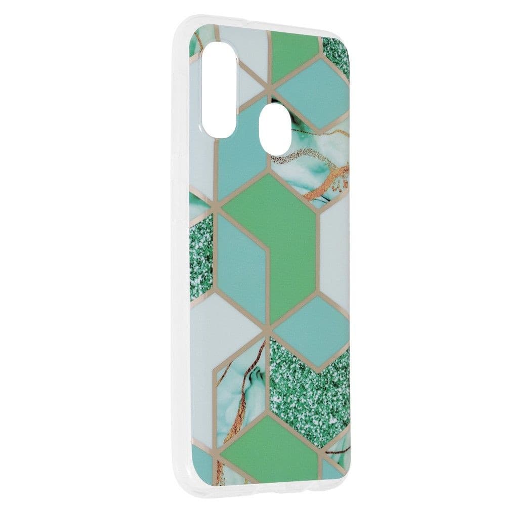 Husa protectie Samsung Galaxy A20e, Marble Series, verde/auriu — varianta 2