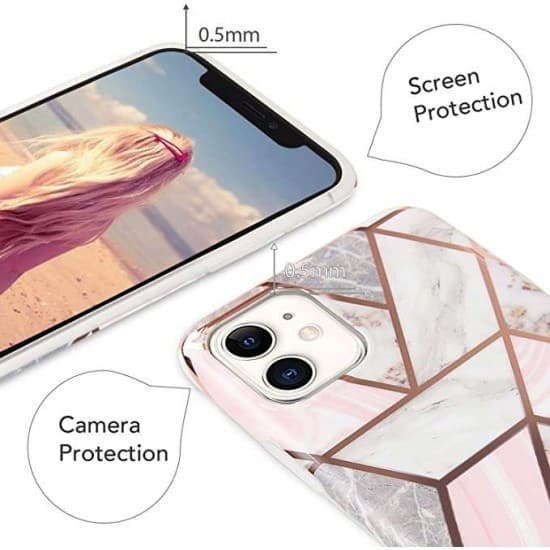 Husa protectie , compatibila cu Samsung Galaxy A20 E Soft IMD TPU Marble Geometric Alb — varianta 2
