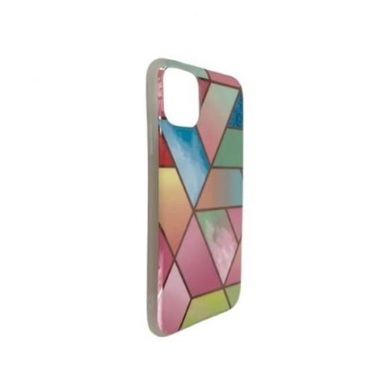 Husa protectie compatibila cu Apple iPhone 12 Pro Max Soft IMD TPU Marble Geometric Roz — varianta 2