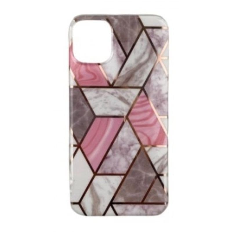 Husa protectie compatibila cu Huawei P30 Lite Soft IMD TPU Marble Geometric Alb — principală